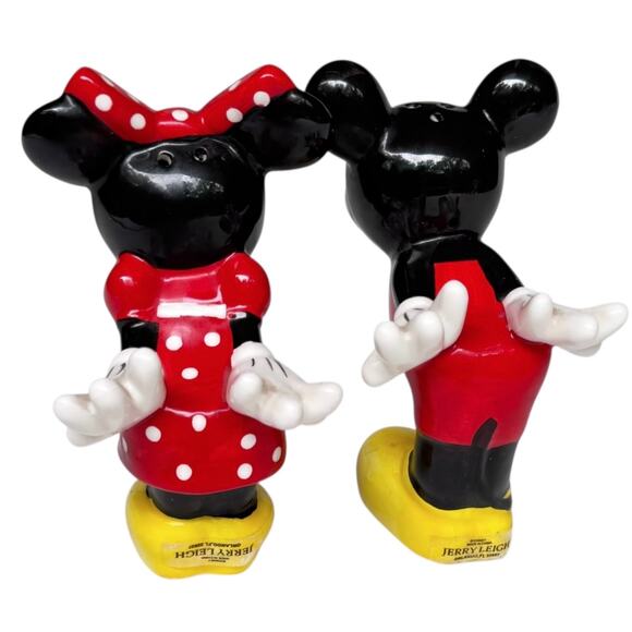 Disney Minnie & Mickey Mouse Kissing SALT & PEPPER SHAKERS LARGE 5" Jerry Leigh - Picture 5 of 13